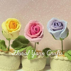 Handmade Crochet rose and sunflower in Pot – Perfect Gift for Any Occasion, desk decoration, home decoration