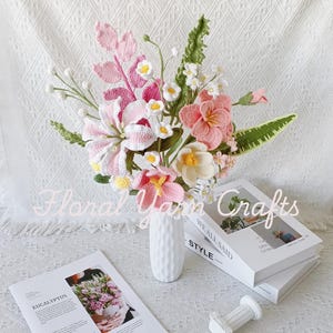 Gehäkeltes Blumenbouquet | Perfektes Geschenk für Abschlussfeier, Geburtstage, Freunde & Heimdekoration, einzigartiges handgefertigtes Blumenarrangement