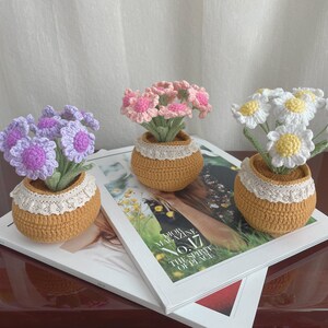 Handmade Crochet flower Daisy in Pot – Perfect Gift for Any Occasion, desk decoration, home decoration