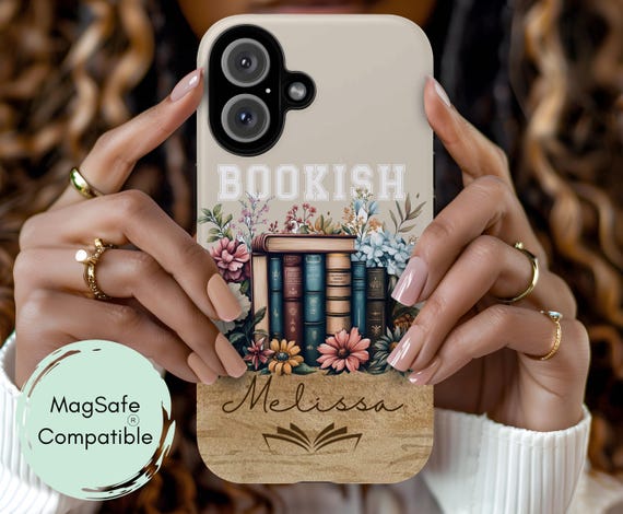 Floral Bookshelf Phone Case: Personalized Book Lover Gift