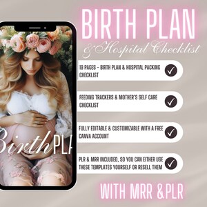 Geburtsplanvorlage Visueller Geburtsplan Canva Baby Must Haves PLR Produkte Master Wiederverkaufsrechte Geburtsplanvorlage Bearbeitbar PLR Vorlagen MRR