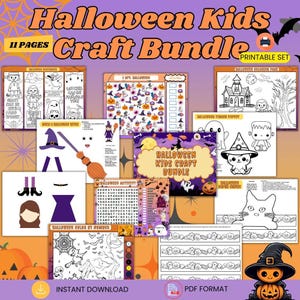 Halloween Kids Craft Bundle Printable Kids Halloween Activity Halloween Craft Kids Halloween DIY Halloween Coloring Halloween Finger Puppets