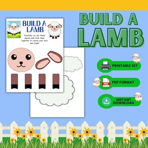 Build a Lamb Craft Cut and Paste Printable Animal Activity Kids Farm Craft Farm Animal Craft Preschool Printable Spring Craft Kindergarten