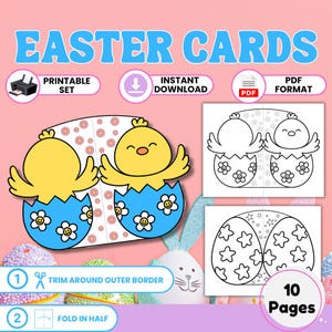 Printable Easter Cards Easter Kids Craft, Kids Easter Activity, DIY Easter Cards, Easter Printables Kids Easter Coloring Easter Bunny Cards
