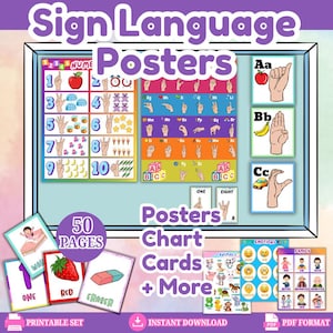 ASL Alphabet Posters & Flashcards: Sign Language Learning (Digital Download)