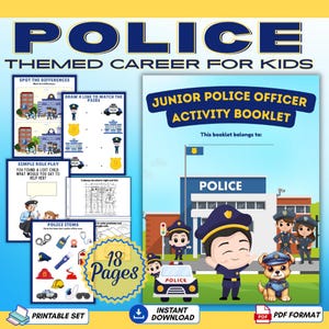 Police Activity Pack Kids Career Worksheets Preschool Printable Worksheets Police Career Community Helpers Printable Kids STEM Police Theme