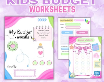 Kids Budget Journal Printable, Money Education Worksheet (PDF)