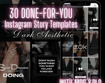 Dark Aesthetic Instagram Story Templates PLR Templates Faceless Instagram Master Resell Rights PLR Products MRR Faceless Digital Marketing