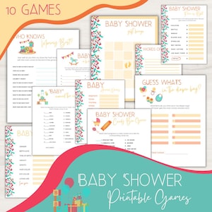 Printable Baby Shower Games, Gender Neutral Baby Shower Games Bundle Baby Shower Activities Baby Shower Pack, Unisex Baby Shower Party Games