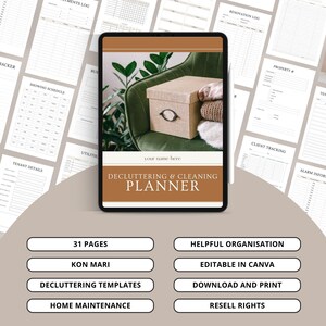 Planejador de organização Guia de organização Planejador de limpeza MRR Planejador PLR Modelos PLR Direitos de revenda mestre Lista de limpeza Limpeza Kon Mari