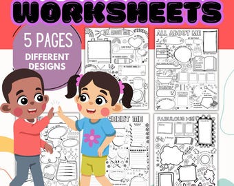 All About Me Printable Worksheets for Kids Confidence Building Journal Pages Back to School Activity Self Discovery Pack Kids Self Esteem