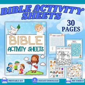 Kids Bible Worksheets Kids Bible Activity Pages Printable Bible Coloring Sheets Sunday School Activities Christian Activity Pack Preschool
