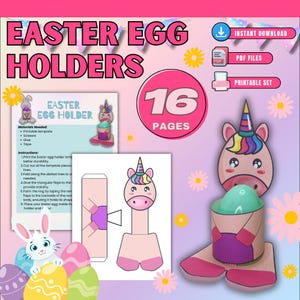 Easter Egg Cups, Easter Egg Holder Template Easter Egg Holder 3d Print File, Preschool Easter Crafts Easter Bunny Craft Easter Kids Activity