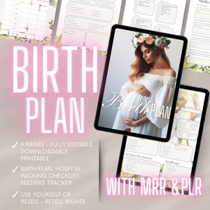 Geburtsplanvorlage Visueller Geburtsplan Canva Baby Must Haves PLR Produkte Master Wiederverkaufsrechte Geburtsplanvorlage Bearbeitbar PLR Vorlagen MRR