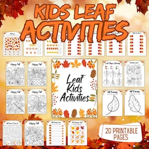 Kids Leaf Activity Pack for Fall Autumn Worksheets Printable Fall Activity Kids Fall Worksheets Fall Scavenger Hunt Fall Preschool Worksheet