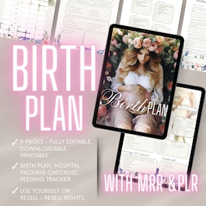 Geburtsplanvorlage Visueller Geburtsplan Canva Baby Must Haves PLR Produkte Master Wiederverkaufsrechte Geburtsplanvorlage Bearbeitbar PLR Vorlagen MRR