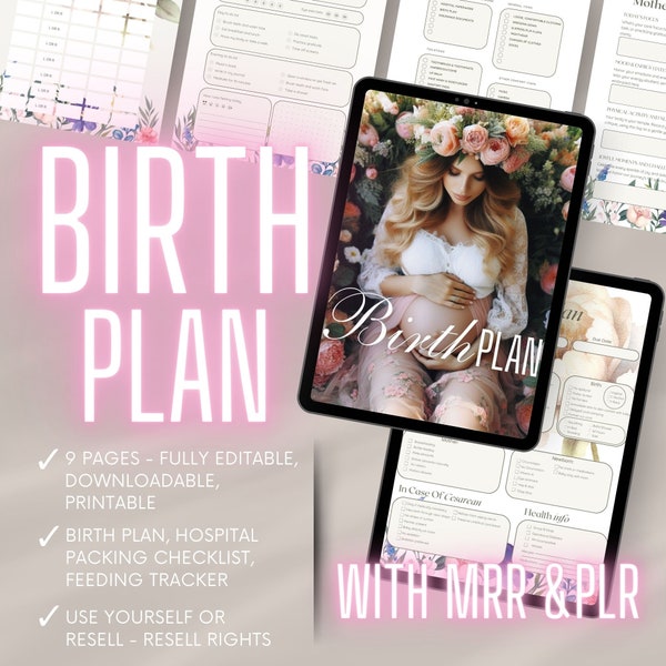 Birth Plan Template Visual Birth Plan Canva Baby Must Haves PLR Products Master Resell Rights Birth Plan Template Editable PLR Templates MRR