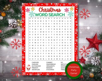 Juego de búsqueda de palabras navideño imprimible: Actividad para fiestas navideñas (PDF)