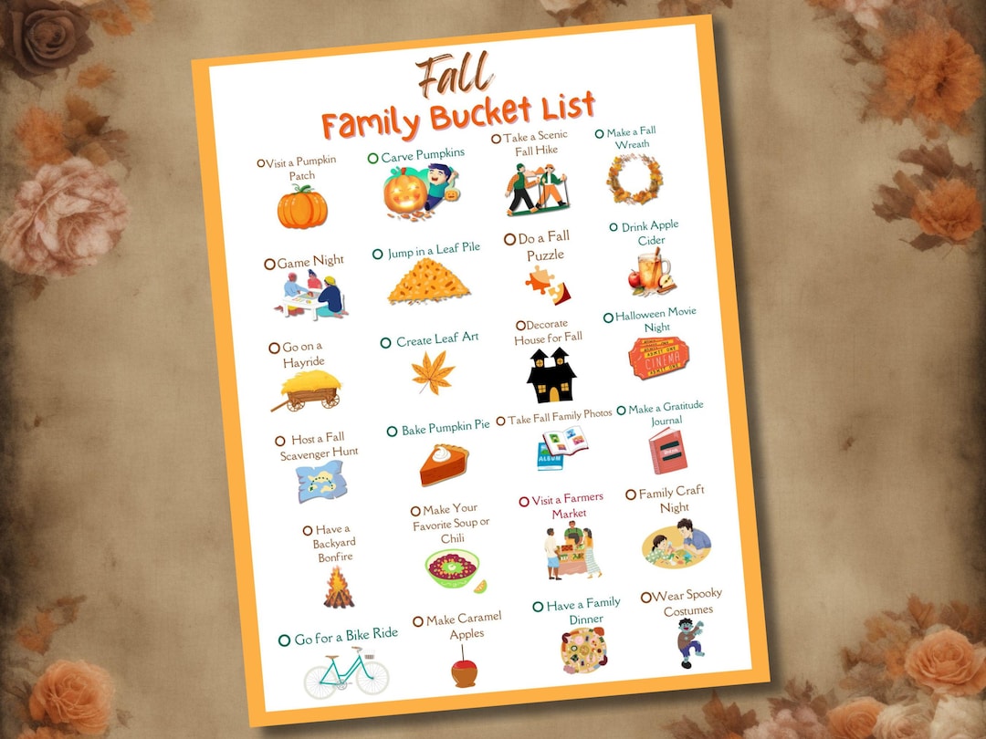 Fall Family Bucket List: Printable Autumn Activities (PDF) - Etsy