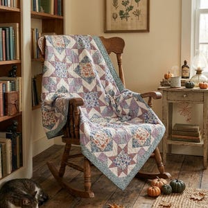Celtic Floral Quilt Pattern PDF, Knotwork Patchwork Design, 64-Inch Square Quilt