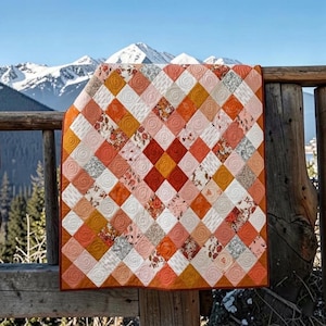 On Point Charm Square Quilt Pattern PDF, Beginner Diamond Quilt Tutorial, 57.5in Throw Quilt Pattern, Charm Pack & Layer Cake Friendly