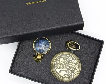 Doctor Who (10th) TV Series Themed Pocket Watch & Pendant Necklace Gift Set