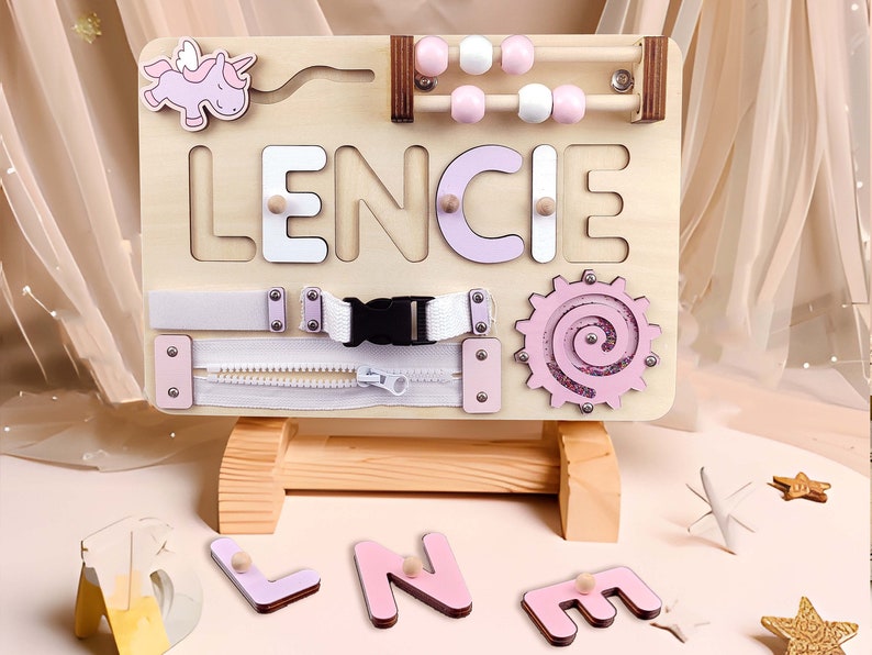 Name Puzzle Wooden Busy Board With Peg Montessori Toy Personalized