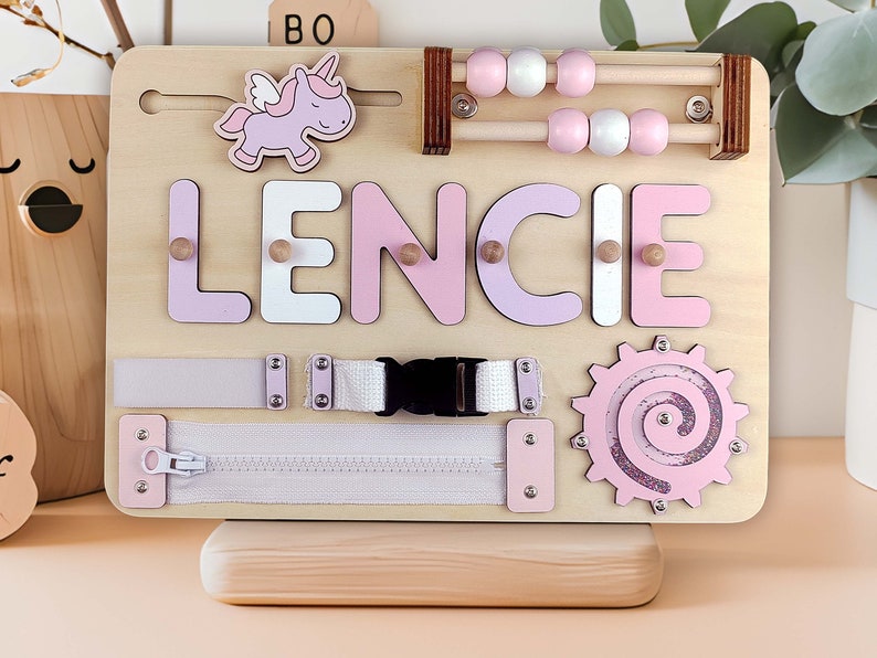Name Puzzle Wooden Busy Board With Peg Montessori Toy Personalized