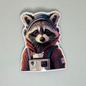 Sticker raccoon headphones sticker street raccoon