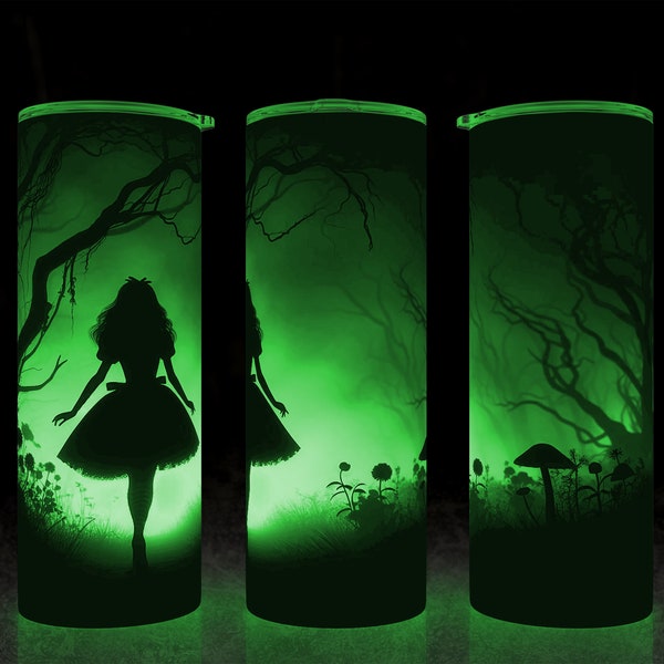 Alice Sublimation Wrap- glow in the dark design- 20oz straight tumbler wrap 300dpi file only