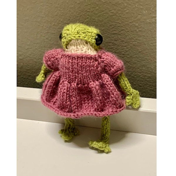 KNITTING PATTERN Froggie Dress, Pattern for Knit Dress, Cute Frog, Digital Download, Dress for Frog