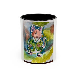 Whimsical Mouse Accent Coffee Mug - Charming Art for Coffee Lovers, Gift for Animal Lovers, Unique Kitchen Decor, Holiday Present, Cute