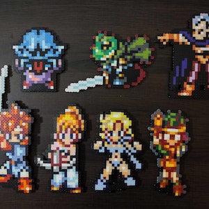 Chrono Trigger Perler Bead Magnets. Crono, Magus, Ayla, Lucca, Marle.