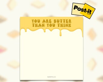 Cute "Life is Butter with You in It!" Post-Its, Sticky Notes, Fun Stationery, Artist, Office Essentials, Lifestyle Memo Pads