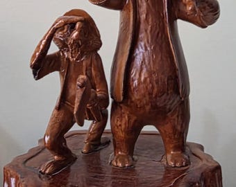 Splash Mountain Brer Bär, Fuchs, Kaninchen Harz Statue Holzmaserung Effekt