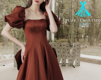 Women's Formal Dress | Puff Sleeve | A-line Stylish Skirt | Fashionable Clothing