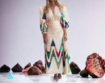 Ladies Long Dress | Midi Puff Sleeve Style | Fashionable Outwear Clothing