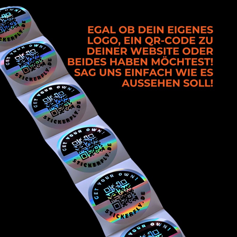 Holografische QR-Code Werbesticker mit deinem Logo Langlebig, Umweltfreundlich, kratzfest, wasserfest Bild 3