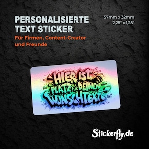 Adesivo TESTO da 57 mm x 32 mm con il tuo slogan o motto personale! - Durevole, ecologico, resistente ai graffi, impermeabile