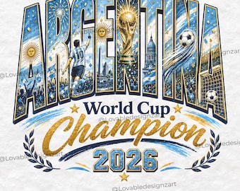 Argentina Football PNG, 2026 Soccer Champion Fan Design, Soccer Sublimation Design, Patriotic Football Download
