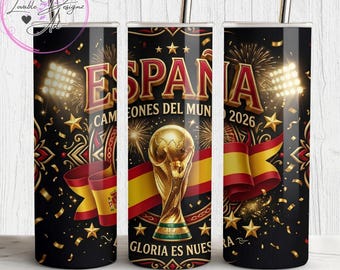 Spain Soccer Champions 2026 Tumbler Wrap PNG, Spanish Football Digital Design