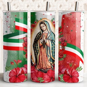 Virgen de Guadalupe Tumbler Wrap: Mexican Flag Design (Digital Download)