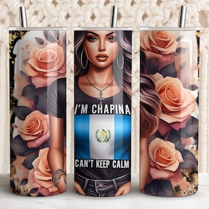 Chapina 20oz skinny tumbler Wrap, Floral PNG sublimation design, Guatemala flag,  Digital Download, Independence Day Design Hispanic Wrap
