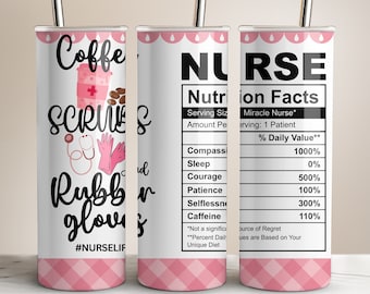 Coffee Nurse Tumbler Wrap: Pink Design (Digital Download)
