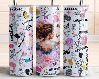 Spanish Affirmation 20oz Tumbler Wrap: Seamless Floral Design (Digital Download)