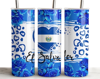 El Salvador Flag Tumbler Wrap: 20oz Skinny Tumbler Sublimation Design (Digital Download)