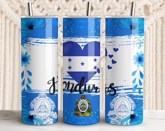 Honduras Flag Tumbler Wrap: 20oz Skinny Sublimation Design (Digital Download)