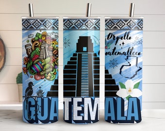 Guatemala Flag Tumbler Wrap: 20oz Skinny Sublimation Design (Digital Download)