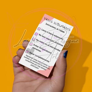 Cartão de cuidados com copos em espanhol PNG, arquivo PDF pronto para impressão, instruções de cuidados para impressão para copos, Instruções de cuidado para vasos