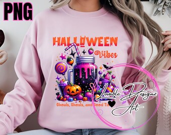 Halloween Vibes PNG: Spooky Season Sublimation Design (Digital Download